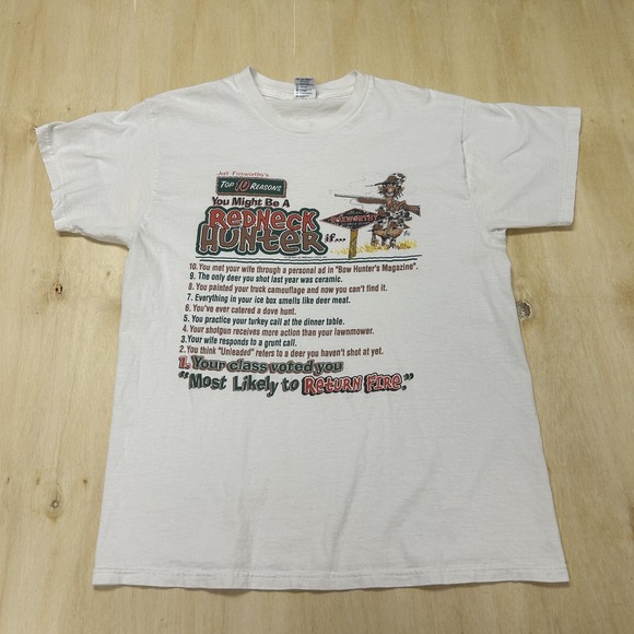 Delta Other - Vintage Jeff Foxworthy Redneck Hunter Shirt Mens Large White Tee T-Shirt Delta